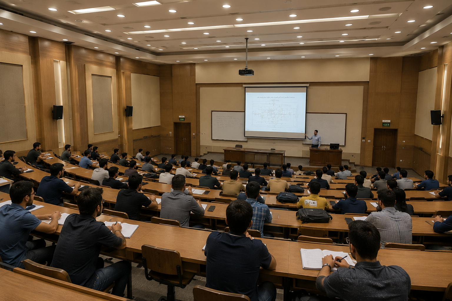 Business professionals in a meeting discussing charts and documents.