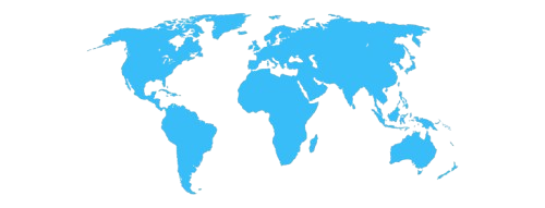 Silhouette map of the world showing all continents in dark teal