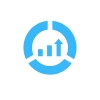 "Icon of a segmented circular chart surrounding a bar chart with an upward arrow, symbolizing data growth or analytics.